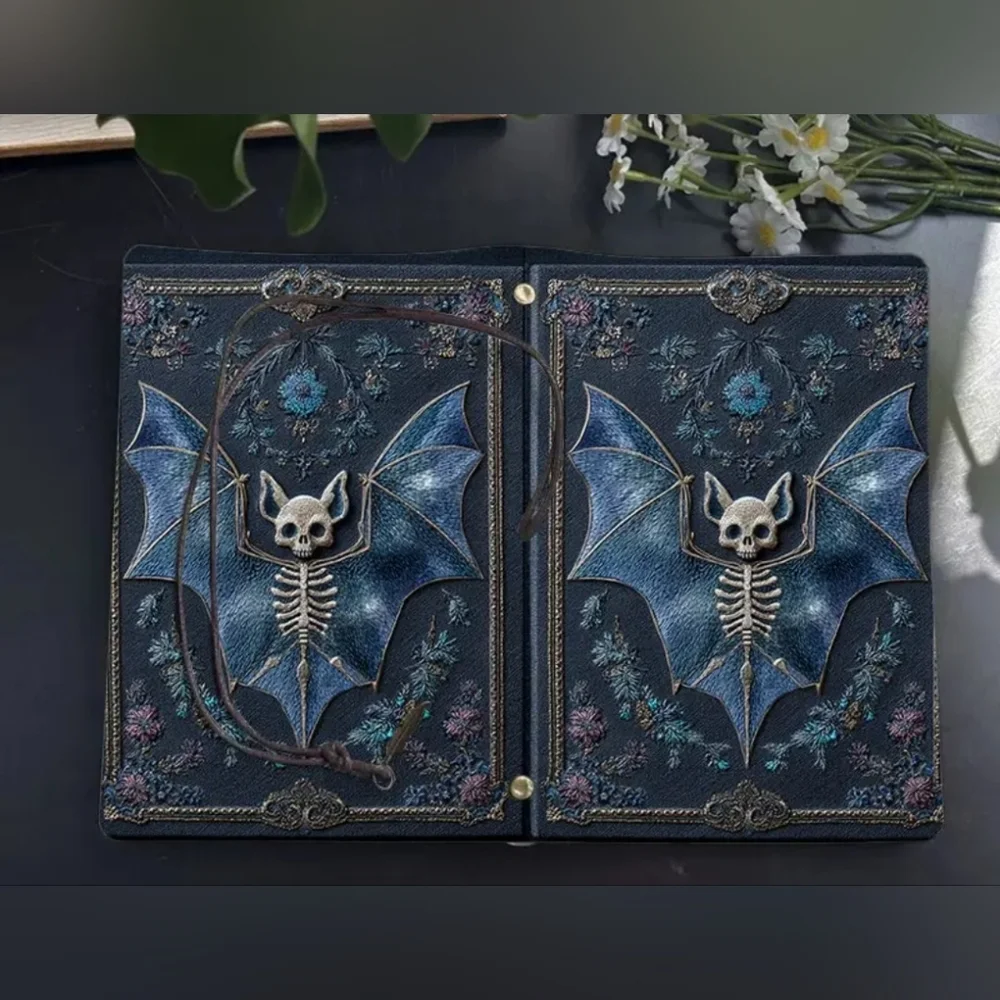 Gothic Blue Bat Skeleton Journal - Picture 3 of 4